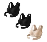 1/2/3 PC Posture Corrector Bra for Women, Seamless Shaping Corrective Support Bras Breathable Full Coverage Cross-Back Anti Sagging Bras Front Closure Lift Wireless Bralette All-Day Comfort