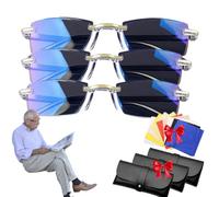 1/2/3 pcs Auto Focus Glasses Self Adjusting, Multi-Focus Reading Glasses For Men & Women, Effortless Near-To-Far Vision,Blue Light Filter For Daily Use (3pc,3.5X)
