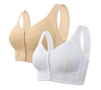 1/2/3 PCS Front Fastening Bras for Women Uk Plus Size Non Wired Front Fastening Bras Breathable Full Coverage Womens Bras Comfortable Soft Lace Ladies Bras Gifts for Women Today's Deals 2024 New