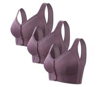 1/2/3 PCS Front Fastening Bras for Women Uk Plus Size Non Wired Front Fastening Bras Breathable Full Coverage Womens Bras Comfortable Soft Lace Ladies Bras Gifts for Women Today's Deals 2024 New