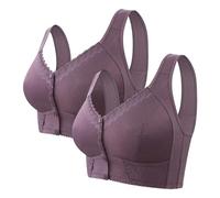 1/2/3 PCS Front Fastening Bras for Women Uk Plus Size Non Wired Front Fastening Bras Breathable Full Coverage Womens Bras Comfortable Soft Lace Ladies Bras Gifts for Women Today's Deals 2024 New