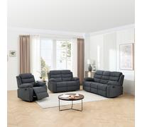 (1+2+3 seater, Grey) BOSTON 1+2+3 SEATER MANUAL FABRIC RECLINER SOFA SET