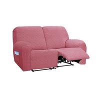AIMENJOY 1/2/3 Seater Recliner Sofa Seat Covers 4/6/8-Pieces Couch Slipcover Armchair Cover Non-Slip Furniture Protector, Soft Recliner Chair Protectors with Side Pocket (Pink,2 Seater)