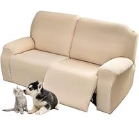1/2/3 Seater Recliner Sofa Seat Covers Fabric Stretchy 4/6/8-Pieces Couch Slipcover Armchair Cover Non-Slip Furniture Protector, Elastic Spandex Soft Recliner Chair Protectors with Side Pocket ( Color