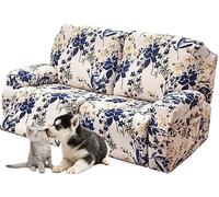 1/2/3 Seater Recliner Sofa Seat Covers Fabric Stretchy 4/6/8-Pieces Couch Slipcover Armchair Cover Non-Slip Furniture Protector, Elastic Spandex Soft Recliner Chair Protectors with Side Pocket ( Color