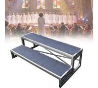 1/2/ 3 Tiers Choir Stage Risers, Proof-slip Metal Choirs Stair Riser Platform, Commercial Staircase Risers For Photo School Church Restaurants Bars