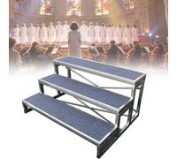1/2/ 3 Tiers Choir Stage Risers, Proof-slip Metal Choirs Stair Riser Platform, Commercial Staircase Risers For Photo School Church Restaurants Bars