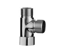 1/2" 3-Way Brass Chrome Diverter Valve, T-Shape Faucet Adapter, Water Separator, Water Tap Splitter for Shower Supply(A)