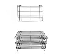 1/2/3pcs Stackable Cooling Rack for Baking Nonstick Metal Cake Grid Net Tray Oven(Three-layer)