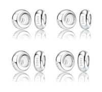 1 2 4 6 8 10 12 Gold Rose Silver Silicone Insert Stopper Spacer Bead Pendant 925 Sterling Silver Compatible With Pandora Moments Charm Bracelet (8 x Silver Silicone Stopper Spacer)
