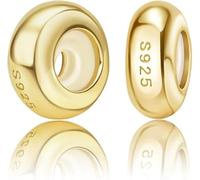 1 2 4 6 8 10 12 Gold Rose Silver Silicone Insert Stopper Spacer Bead Pendant 925 Sterling Silver Compatible With Pandora Moments Charm Bracelet (2 x Gold Silicone Stopper Spacer)