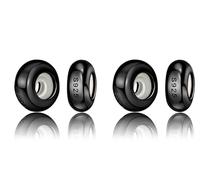 1 2 4 6 8 10 12 Gold Rose Silver Silicone Insert Stopper Spacer Bead Pendant 925 Sterling Silver Compatible With Pandora Moments Charm Bracelet (4 x Black Silicone Stopper Spacer)