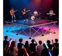 1 2 4 6 Pack Portable Folding Stage Platform, Anti-slip Deck Foldable Performance Platform for Weddings School Events, Stage Platform Modular System(H 8in/20cm,4 pcs/4㎡/43sqft)