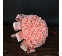 1/2/4/6 Pcs 10 Inches Wedding Flower Bouquets for Bride Bridesmaid Fake Rose Bouquets Floral Arrangements w/Diamond and Soft Ribbons for Wedding Decorations
