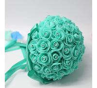1/2/4/6 Pcs 10 Inches Wedding Flower Bouquets for Bride Bridesmaid Fake Rose Bouquets Floral Arrangements w/Diamond and Soft Ribbons for Wedding Decorations