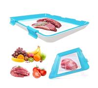 1/2/4/6pcs 12x8.6'' Stretch Fresh Silicone Food Storage Trays, Stretch Fresh Trays with Lids,Reusable Food Tray with Buckle, Silicone Food Storage Containers for Food Preservation (blue*4)