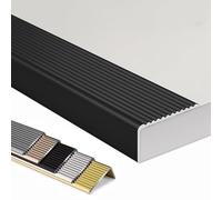 1.2-4 Inch Wide Stairs Edge Trim Aluminum Stair Nose 36inch Stairs Edging Non Slip Staircase Step Edge Protector L Molding Stair Treads(Black,W4cm/1.6in)