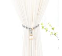 1/2/4 PCS Curtain Tie Back Rope with 4 cm Pearl Window Curtain & Voile Tiebacks Holdbacks Drapes Ornament Pearl Curtain Ropes(Gray,2 Pcs Pack)