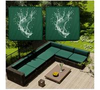1/2/4 Pcs Patio Cushion Covers Waterproof - Outdoor Rattan Furniture Cushion Replacement Slipcovers with Zipper for L-Shaped Garden Sofa or Corner Couch (Dark green,65x65cm 2 pcs)