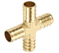 1/2/4Pcs 4 Way Brass Pipe Fitting Cross Barb Union Fitting Pipe Adapter Hose Clamp Barb Connector Joint Coupler Adapter 6mm-19mm,19mm with Hose Clamp,1pcs