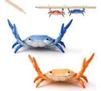 1/2/4PCS Cute desk crab pen holder - Funny Weightlifting Crab Desk Organizer,Creative Resin Crab Pen Stand,Mini Animal Pencil Holder for Office, Home, Table Decor & Gift (2PCS-C)