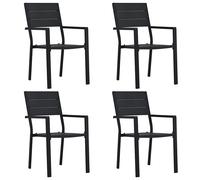 1/2/4x Garden Chairs HDPE Wood Outdoor Patio Dining Seating White/Black vidaXL