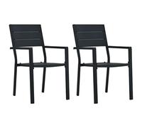 1/2/4x Garden Chairs HDPE Wood Outdoor Patio Dining Seating White/Black vidaXL