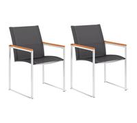 vidaXL Garden Chairs 4 pcs Textilene and Stainless Steel Grey UK HOT