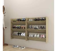 vidaXL Wall Shoe Cabinet White Chipboard Shoe Storage Organiser Rack Shelf