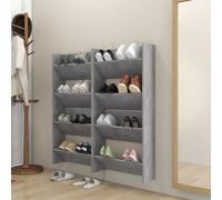 vidaXL Wall Shoe Cabinets 4 pcs High Gloss Grey 60x18x60 cm Engineered Wood