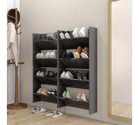 vidaXL Wall Shoe Cabinets 4 pcs Black 60x18x60 cm Engineered Wood UK HOT