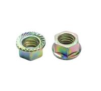 1/2/5/10/20/50pcs M3 M4 M6 M8 M10 M12 M14 M16 M18 M20 Hexagon Flange Nut Color Zinc Plating Serrated Flange Lock Nuts(10 grade color zinc,M10 10pcs)