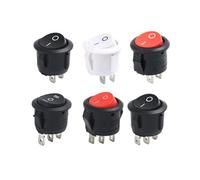 1/2/5/10 PCS Red Black White ON/OFF Round Rocker Toggle Switch 6A/250VAC 10A 125VAC Push Button Switch 2 PIN 3 PIN KCD1 IDGTTLDF(ON-OFF Black 2PIN,5PCS)