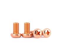 1/2/5/10pcs M3 M4 M5 M6 T2 Pure Copper Round Head Cross Recessed Pan Bolt Machine Teeth Screw(M5x25 (2PCS))
