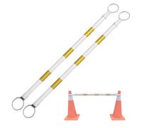 1 2 5 6 8 12 Packs Telescoping Demarcation Safety Barrier Pole Extendable on one End Length 1.25-2 M, PVC Traffic Cone Bar with Reflective Film for Parking Lots(Yellow and White,2pcs)