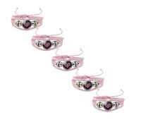 1/2/5 Pack Pink Breast Cancer Awareness Bracelets Handmade Adjustable Cord Bracelet Stylish Meaningful Pink Ribbon Breast Cancer Awareness Bracelet for Charity Activity Road (5PCS Black, 9x9x3cm)