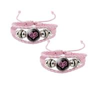 1/2/5 Pack Pink Breast Cancer Awareness Bracelets Handmade Adjustable Cord Bracelet Stylish Meaningful Pink Ribbon Breast Cancer Awareness Bracelet for Charity Activity Road (2PCS Black, 9x9x3cm)