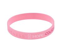 1/2/5 Pack Pink Ribbon Silicone Wristbands Breast Cancer Awareness Bracelets for Women Girls Soft Stretchable October Pink Ribbon Wristbands for Charity Awareness Silicone Bracelets (One Size)