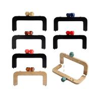 1/2/5pcs Bag Wood Handle Wooden Bags Closure Kiss Clasp Purse Frames Lock Handles DIY Sewing Crafts Accessories(Pink,1pcs)