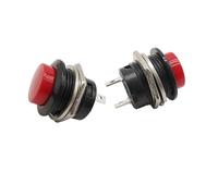1/2/5Pcs R13-507 Momentary Push Button Switch 16mm Self-reset Switch 6A/125VAC 3A/250VAC Red Black Electronic Round Switch IDGTTLDF(2Pcs Red)