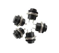 1/2/5Pcs R13-507 Momentary Push Button Switch 16mm Self-reset Switch 6A/125VAC 3A/250VAC Red Black Electronic Round Switch IDGTTLDF(5Pcs Black)