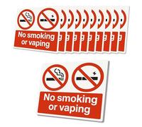 1,2,6,10PK No Smoking or Vaping Signs - 20x15cm Self Adhesive No Smoking Sign for Restaurants, Shops, and Public Areas (10)