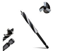 1/2"×6" Professional Auger Drill Bit for Wood with Quick Change 1/4" Hex Shank- 3-Cutter Design with Dual-Flute for Fast Chip Removal, Fits Hardwood, Softwood, PVC, Drywall & Tree Stumps