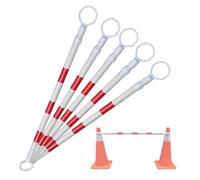 1 2 8 20 Pcs Telescopic Demarcation Pole Extendable on one End Length 4-6.6', Flexible PVC Traffic Cone Bar, Safety Barrier Pole for Sports Training, Crowd Control(Red and White,5pcs)