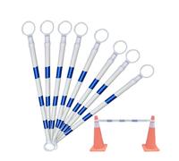 1 2 8 20 Pcs Telescopic Demarcation Pole Extendable on one End Length 4-6.6', Flexible PVC Traffic Cone Bar, Safety Barrier Pole for Sports Training, Crowd Control(Blue and White,8pcs)