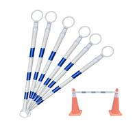 1 2 8 20 Pcs Telescopic Demarcation Pole Extendable on one End Length 4-6.6', Flexible PVC Traffic Cone Bar, Safety Barrier Pole for Sports Training, Crowd Control(Blue and White,6pcs)