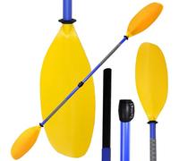 1/2 Adjustable Kayak Paddle with Locking Buckle, 215-230cm Detachable Canoe Oar with Fiberglass Shaft, Dual ABS Blades for Kayaking/Boating/Water Sports,1060g (Yellow)