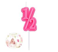 1/2 Birthday Candle, Half Birthday Celebration Pink Number Candle, 1/2 Cake Topper for 6 Months Birthday Decorations, Half Way to One Cake Decor for Boy or Girl