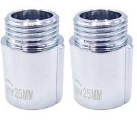 1/2" BSP (15mm) Pipe Thread Extension Female x Male Chrome Brass - 25mm Long (Pack of 2)