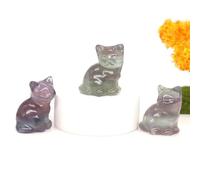 1.2" Cat Statue, Natural Quartz Crystal Reiki Healing Stone Carved Animal Figurine for Home Decor 1pc